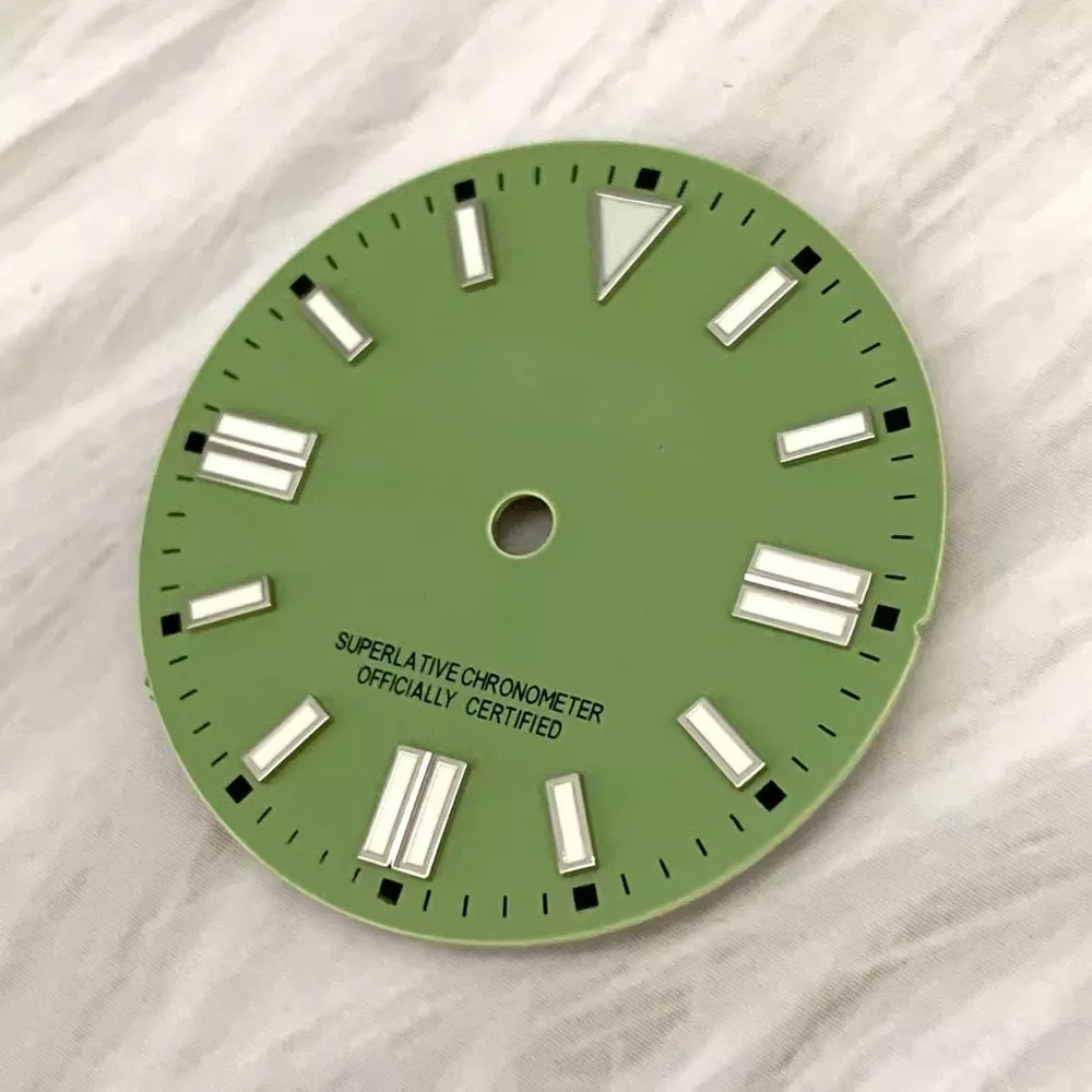 New watch Macron 28.5mmNH35 dial green luminous watch accessories custom watch