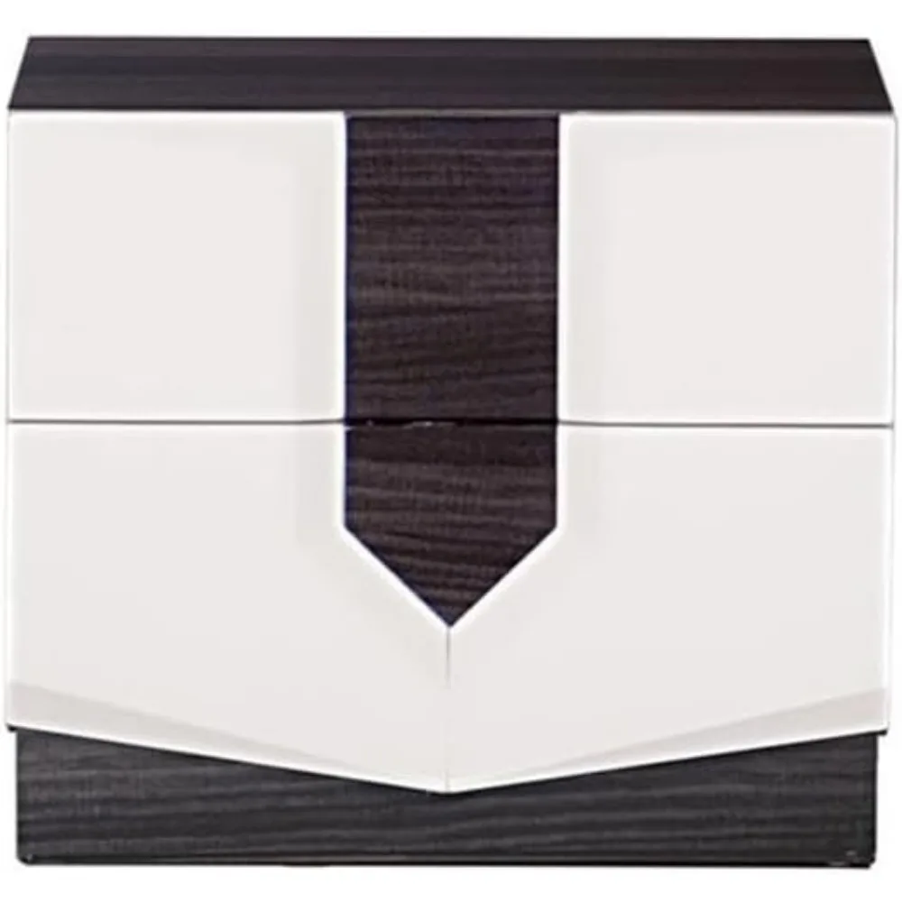 contemporary zebrano wood nightstand in gray and white high gloss finish