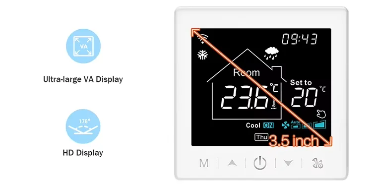 Glomarket Tuya APP Wifi Voice Control Lcd Screen Weekly Programming Smart Wifi Fan Coil Thermostat &floor Heating Thermostat