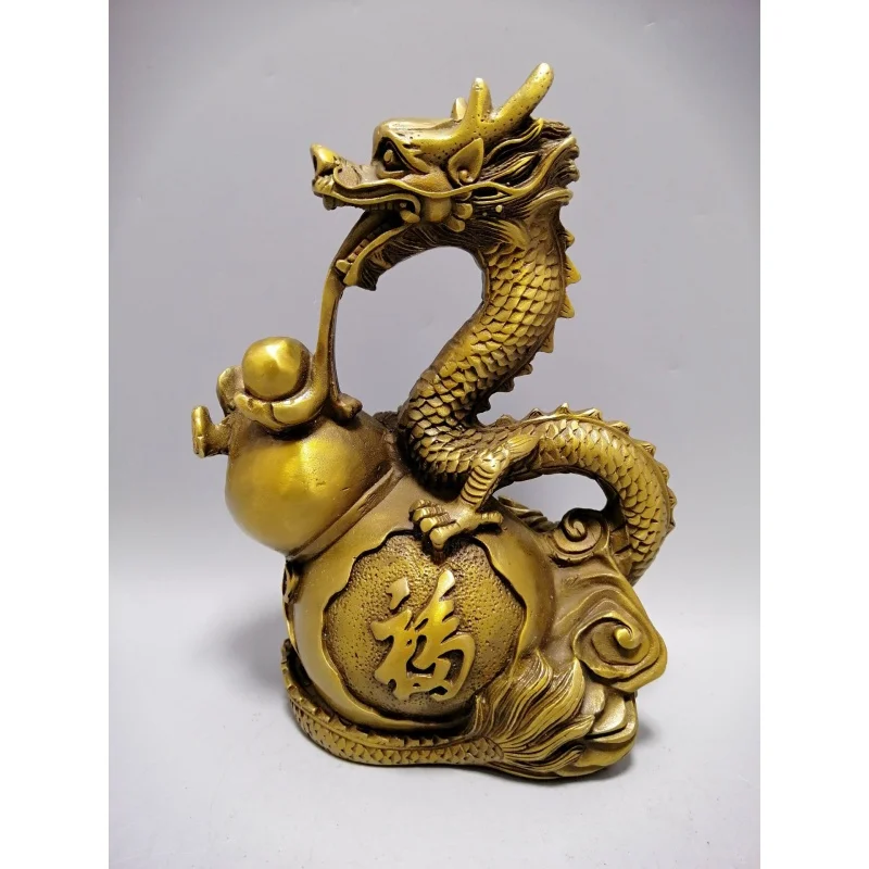 

Stall Supply Antique Antique Brass Gourd Dragon decoration Metal Crafts Graft One Pieceking