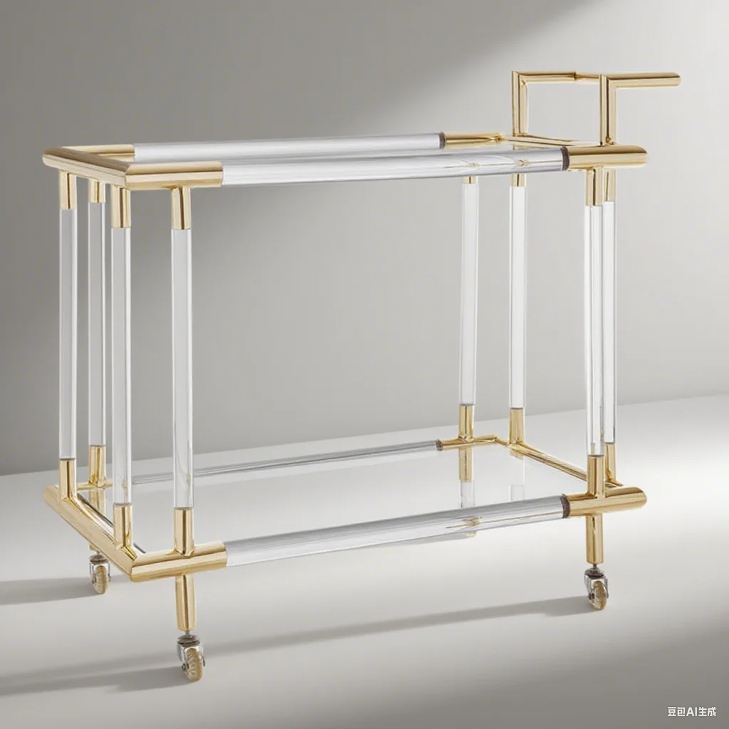 Clear Acrylic Multi-Purpose Serving Cart With Wheels Hotel Cart Trolley Hotel Trolley Cart