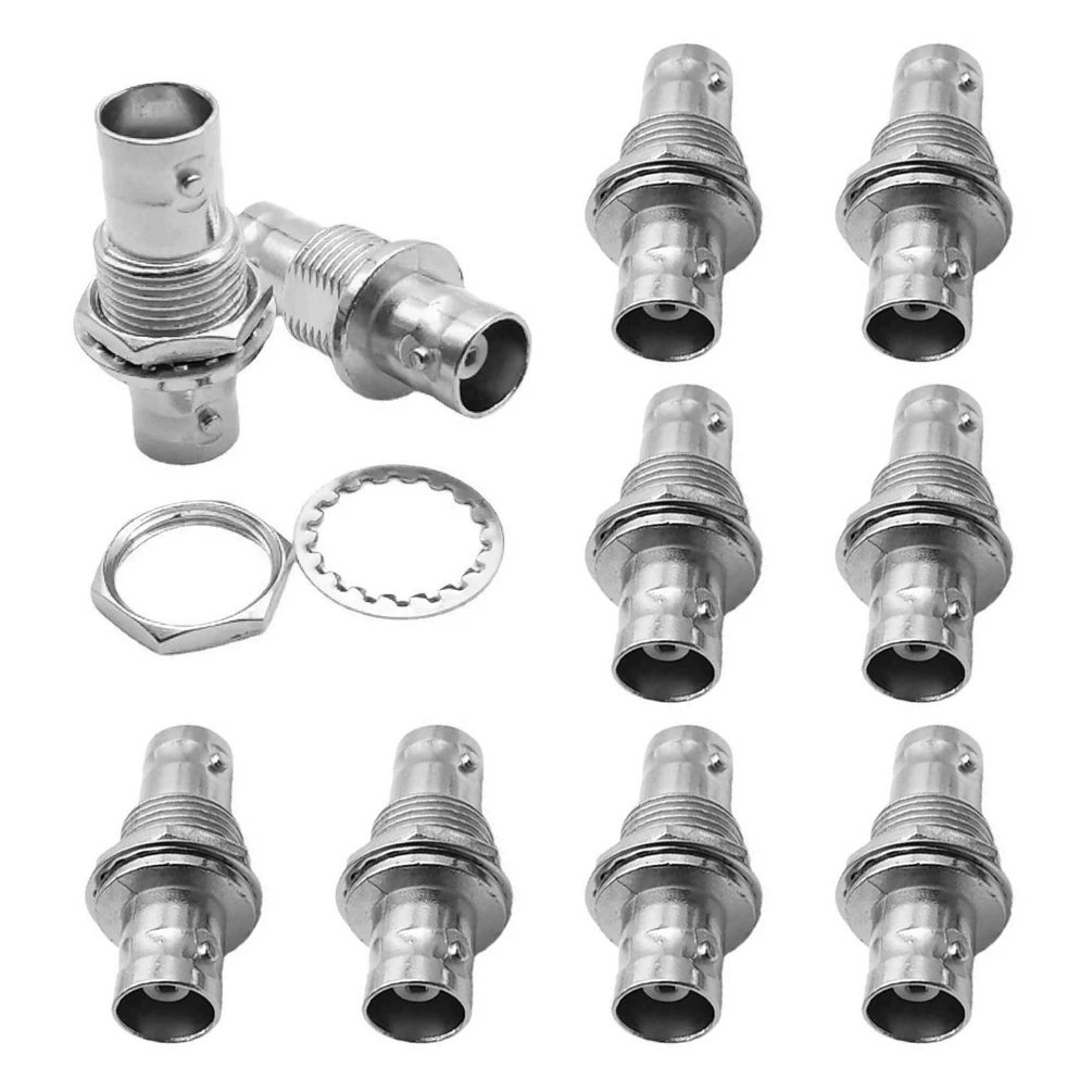 10PCS Dual BNC Jack Socket Screw Panel Mount BNC Female to BNC Female Coaxial Adapter