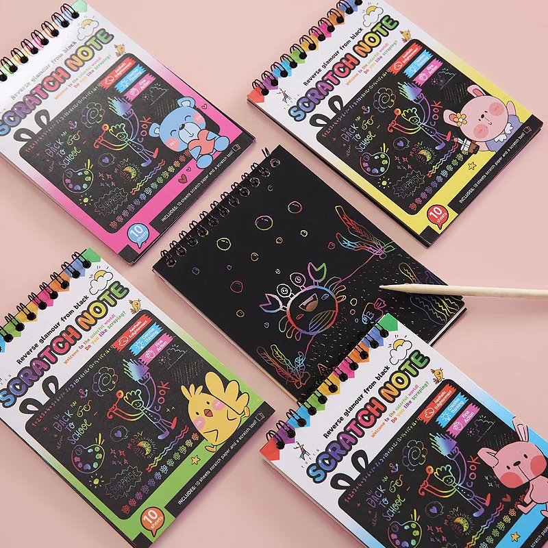 

Kit 4pcs Magic Scratch Notebook For Kids Drawing