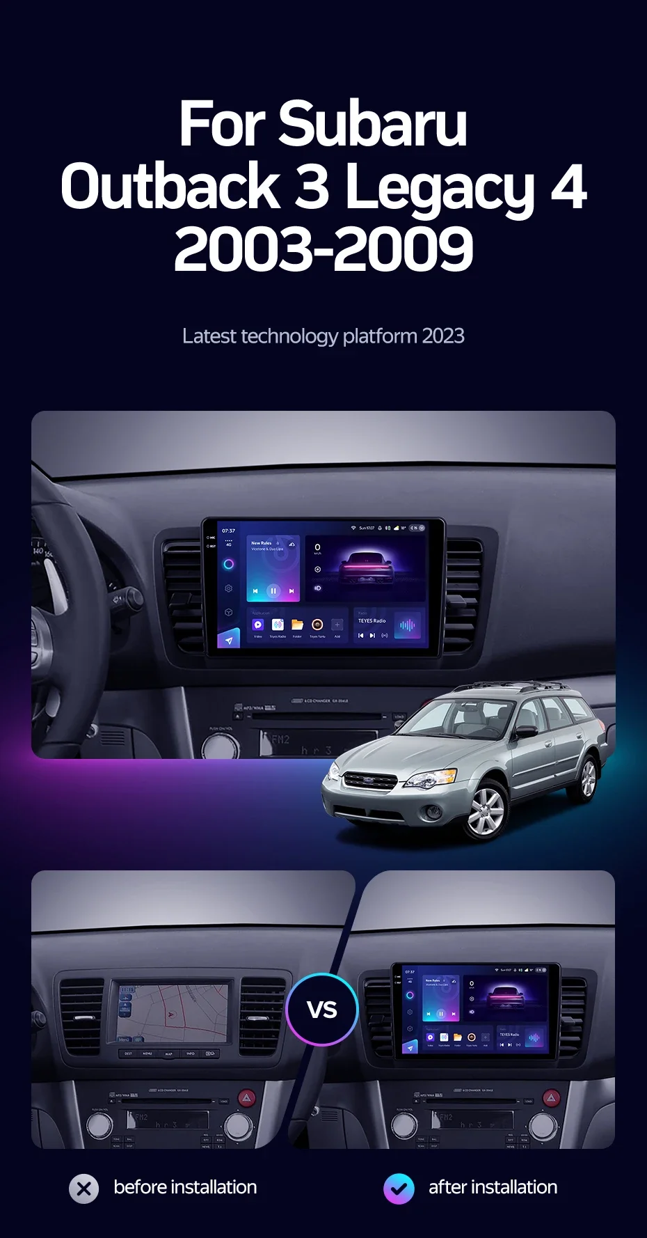Android 16 Car Radio For Subaru Outback 3 Legacy 4 2003-2009 CarPlay Auto Multimedia Player Navigation GPS 2din Auto radio