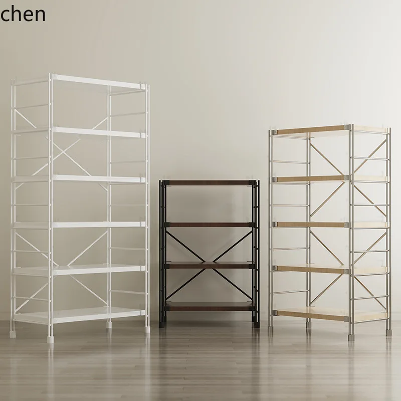 ZML Multi-layer Storage Rack Floor-standing Bookshelf Kitchen Microwave Oven Storage Household Log Minimalist Shelf