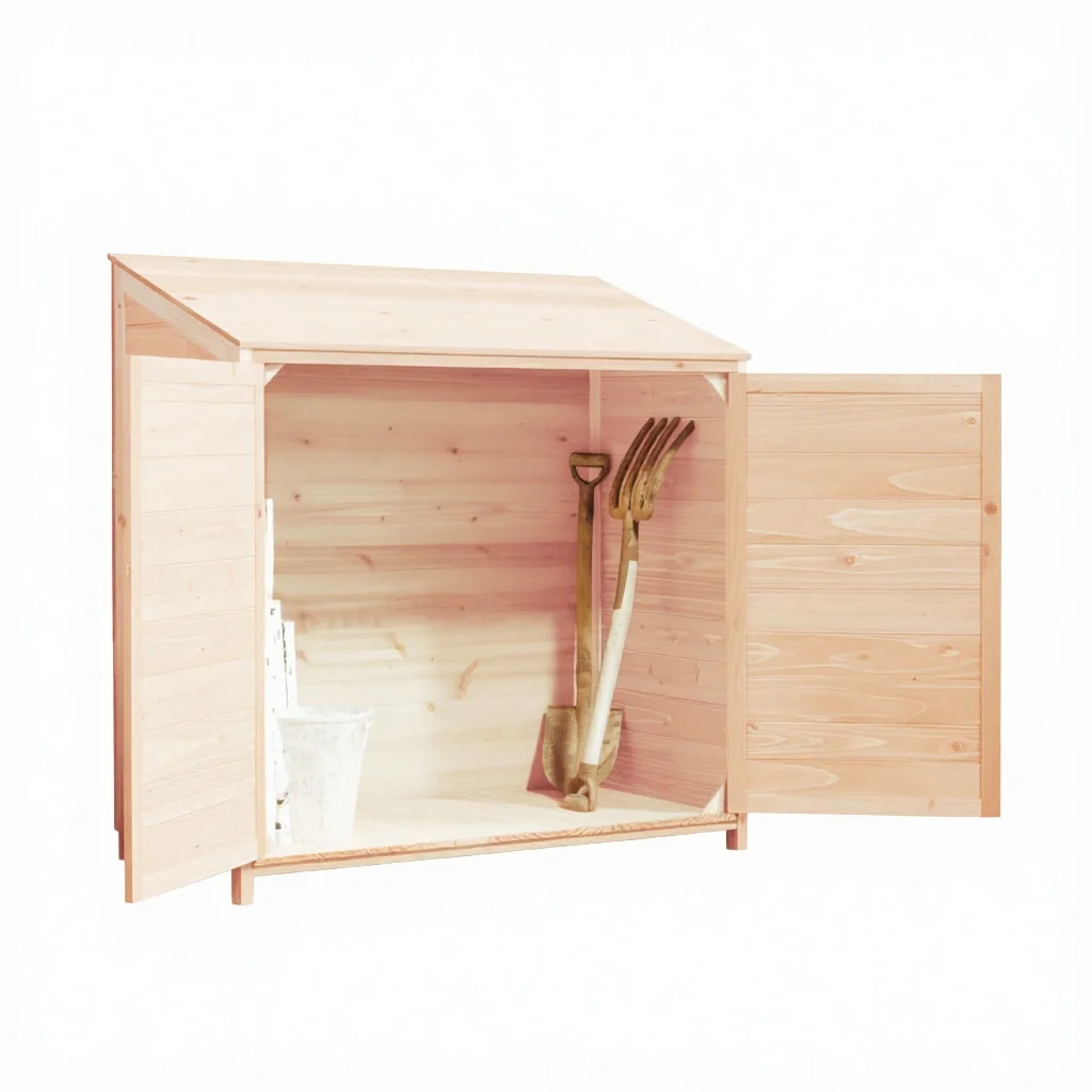 Solid Wood Fir Outdoor Garden Storage Tool Shed Storage Solution with Uncoated Finish