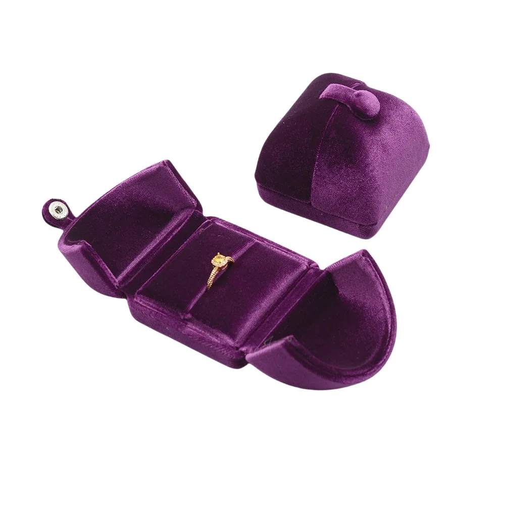 

Textured Solid Color Velvet Jewelry Box Vintage Double Door Rings Bearer Box Luxury Organizer Necklace Bracelet Case Gift
