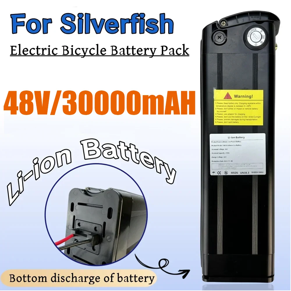 

anti-theft safety lock, Bicycle 48V battery, lithium-ion 30000MAH, waterproof, with BMS bottom discharge