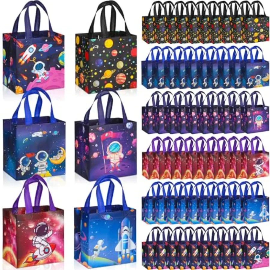 

Pcs 6 Style Space Goodie Bags, Space Party Favors Large Non-woven Gifts Bags with Handles, Astronaut Planet Rocket Goodie Candy