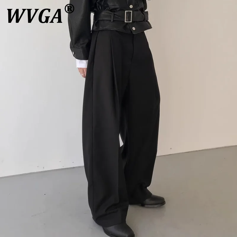 

WVGA Spring Autumn New Men's Tide High Street Splicing Design Trendy Niche Chic Casual Wid-leg Draped Baggy Suit Pants Ins W9766