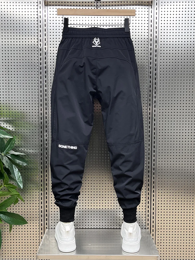 

Men's Summer Casual Loose Fit Spor Ice Silk Pants Qui Dry Embroidered Cuffed Youthful Sle Daily Wear Comfortable Breath...