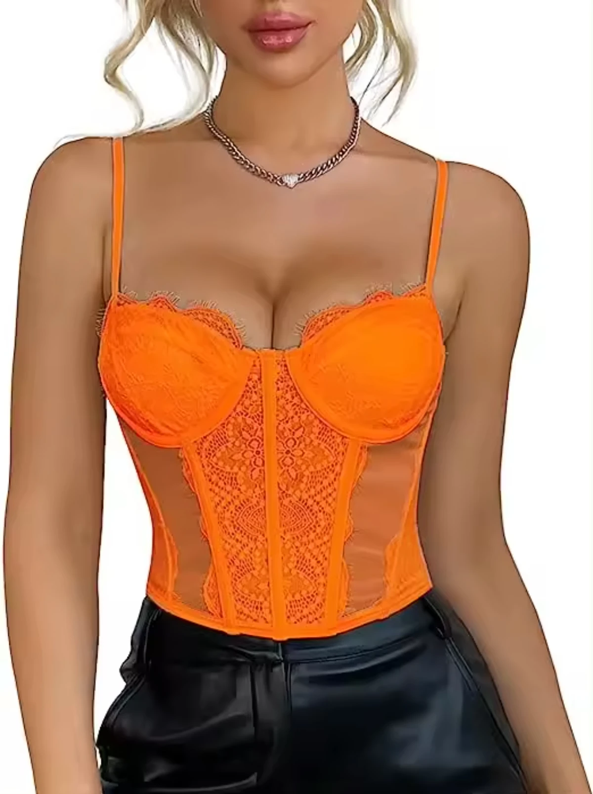 Lace Corset Crop Tops for Women Sexy Fashion Club Bodysuit with Buckle