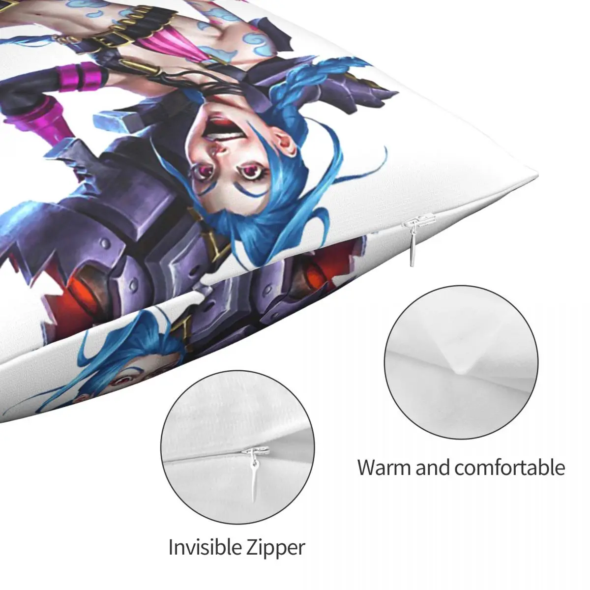 Jinx Fight-funda de almohada Arcane League of Legends, cojín para el hogar, sofá, silla, abrazo decorativo