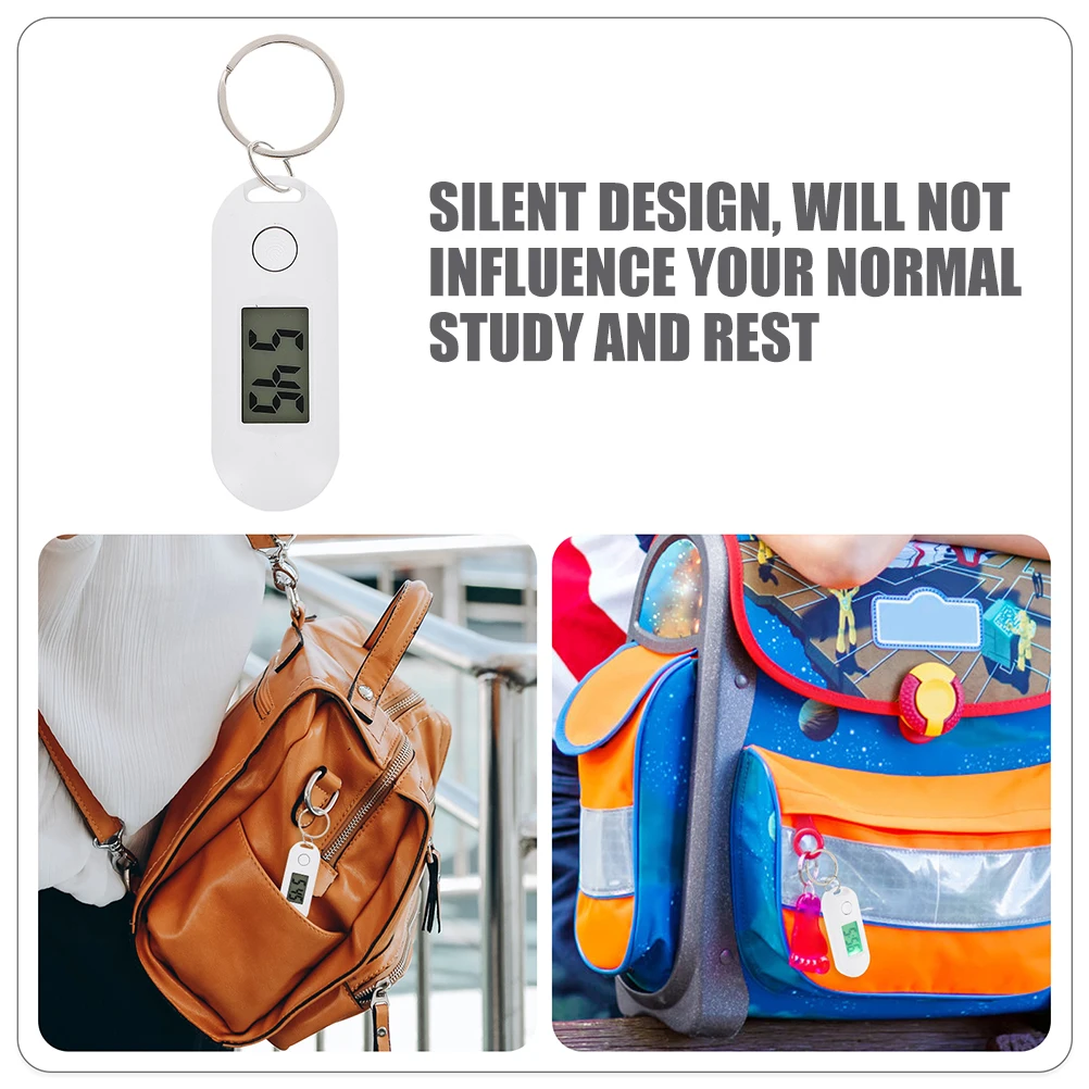

2Pcs Digital Electronic Watch Keychain White Student Pocket Mute Key Ring Watches Portable Hanging Lightweight Accurate Time