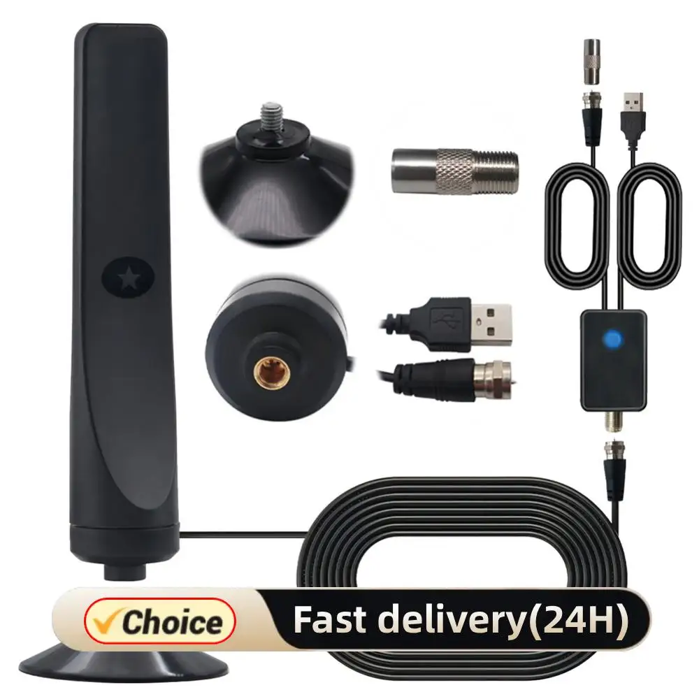 

Цифровая телевизионная антенна с усилителем сигнала HD-антенна с поддержкой 4K 1080P на присоске ТВ-антенна 25DBI Plug Play для Smart Digital TV