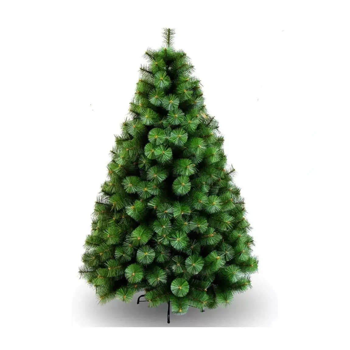 Árbol de Navidad Pino verde con base soporte metálica: 120 cm (118 puntas/ramas), 150 cm (146 puntas/ramas), 180 cm (248 puntas/ramas), 210 cm (280 puntas/ramas). Diseño clásico de pino, ideal para