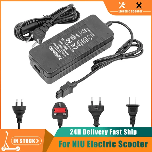 Cargador de batería de 53,5 V 2A para patinete eléctrico NIU KQI 3 KQI 2, adaptador de carga de batería de litio, piezas de protección contra sobretensión