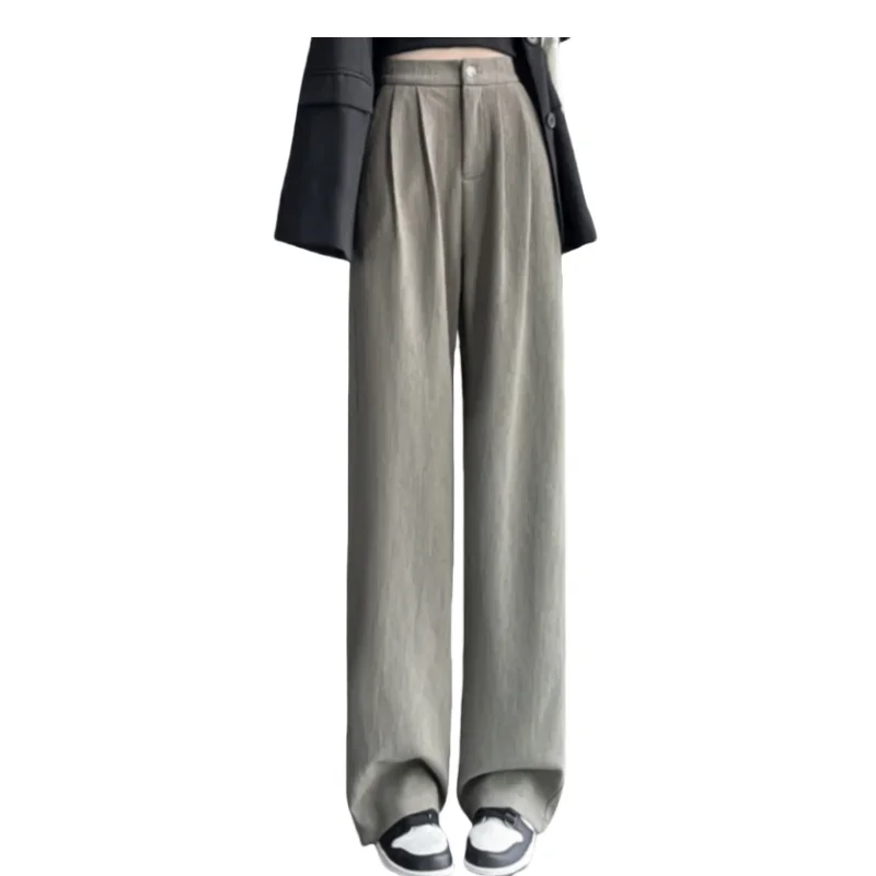 2025 Nieuwe Lente Zomer Vintage Wijde Pijpen Broek voor Vrouwen Effen Hoge Taille Koreaanse Casual Losse Volledige Lengte Broek Vrouwelijke