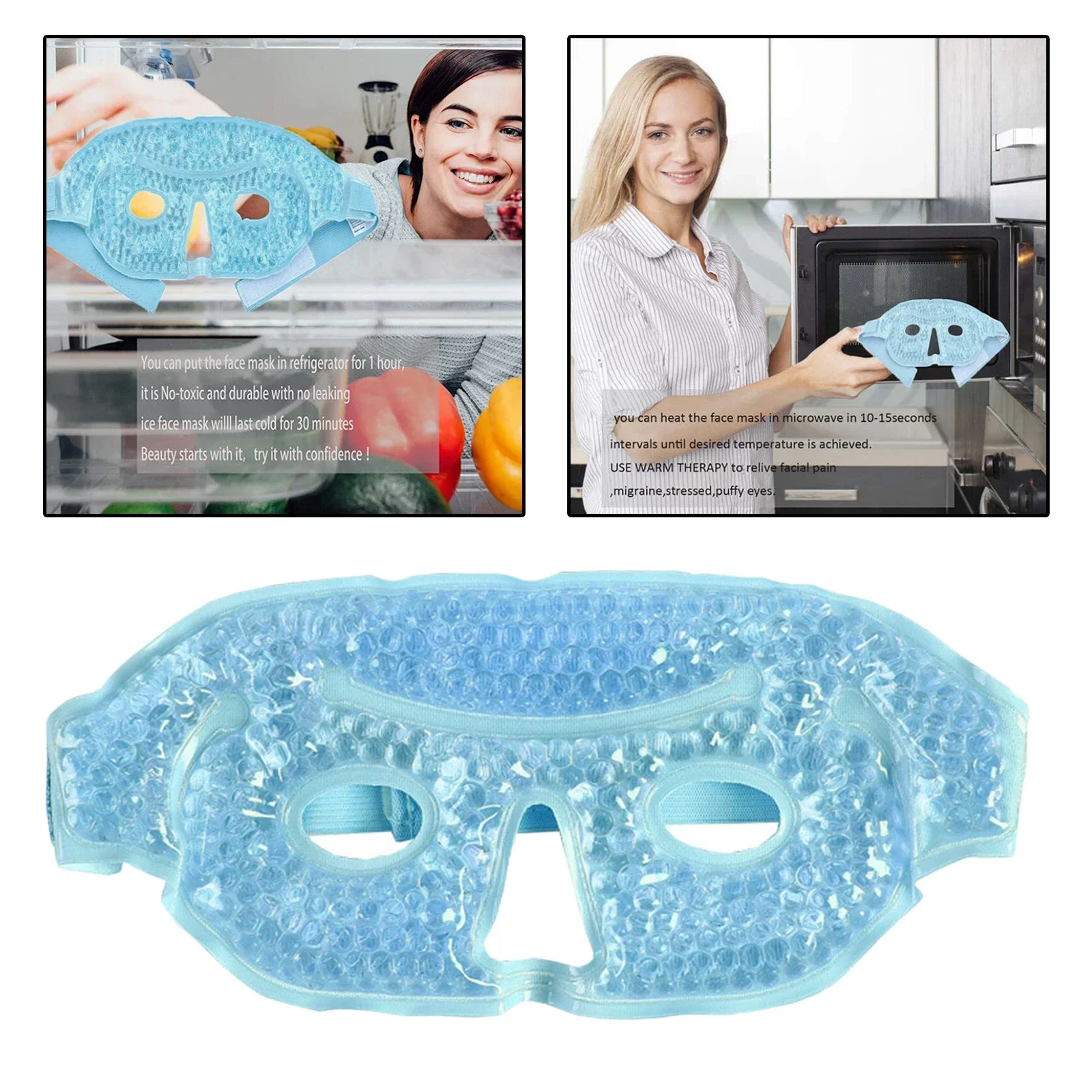 Ice Face / Eye Mask for Woman Man Gel Beads Ice Mask Get Rid of Eyes Spa Wrap Puffiness Cold Face Eye Mask Reusable Gel Mask