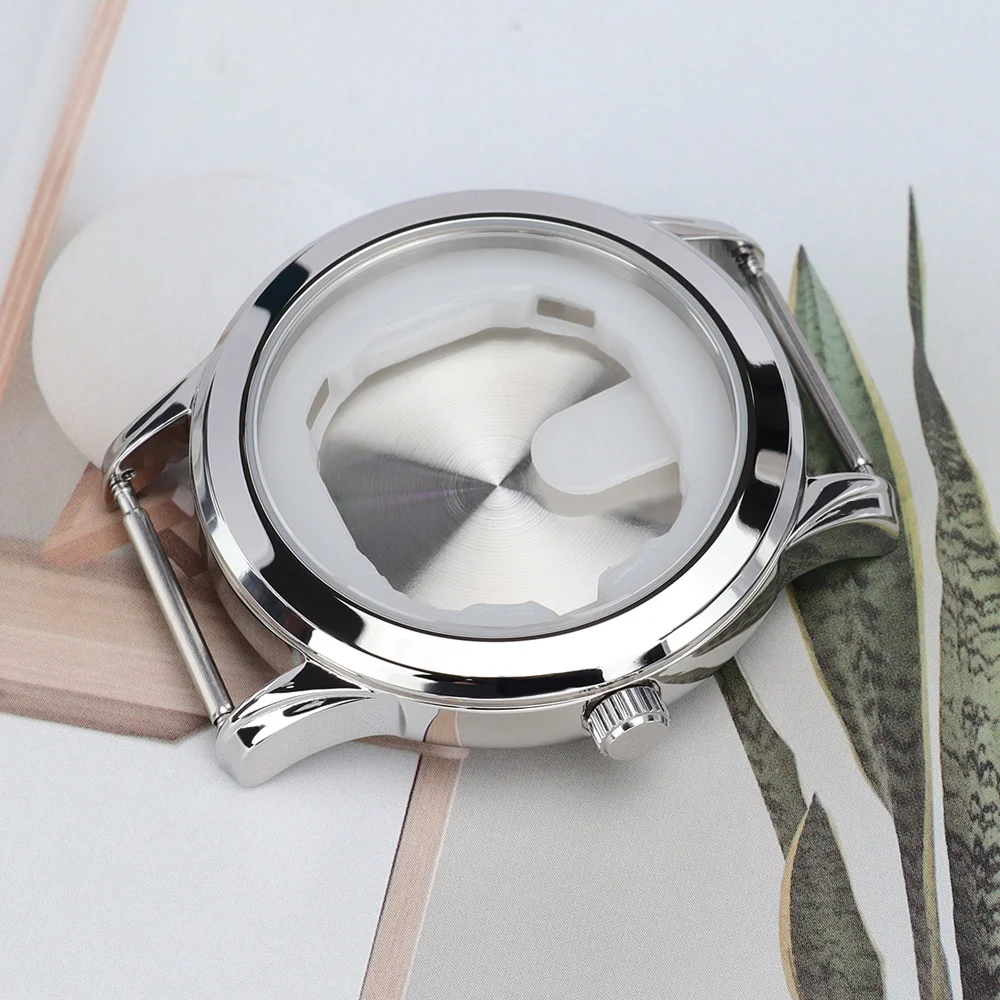 40.5mm Silver Case Polished Watch Cases StainlessSteel Accessories For Miyota GM00 Quartz Movement 31.5mm-33mmDial Assemble Part