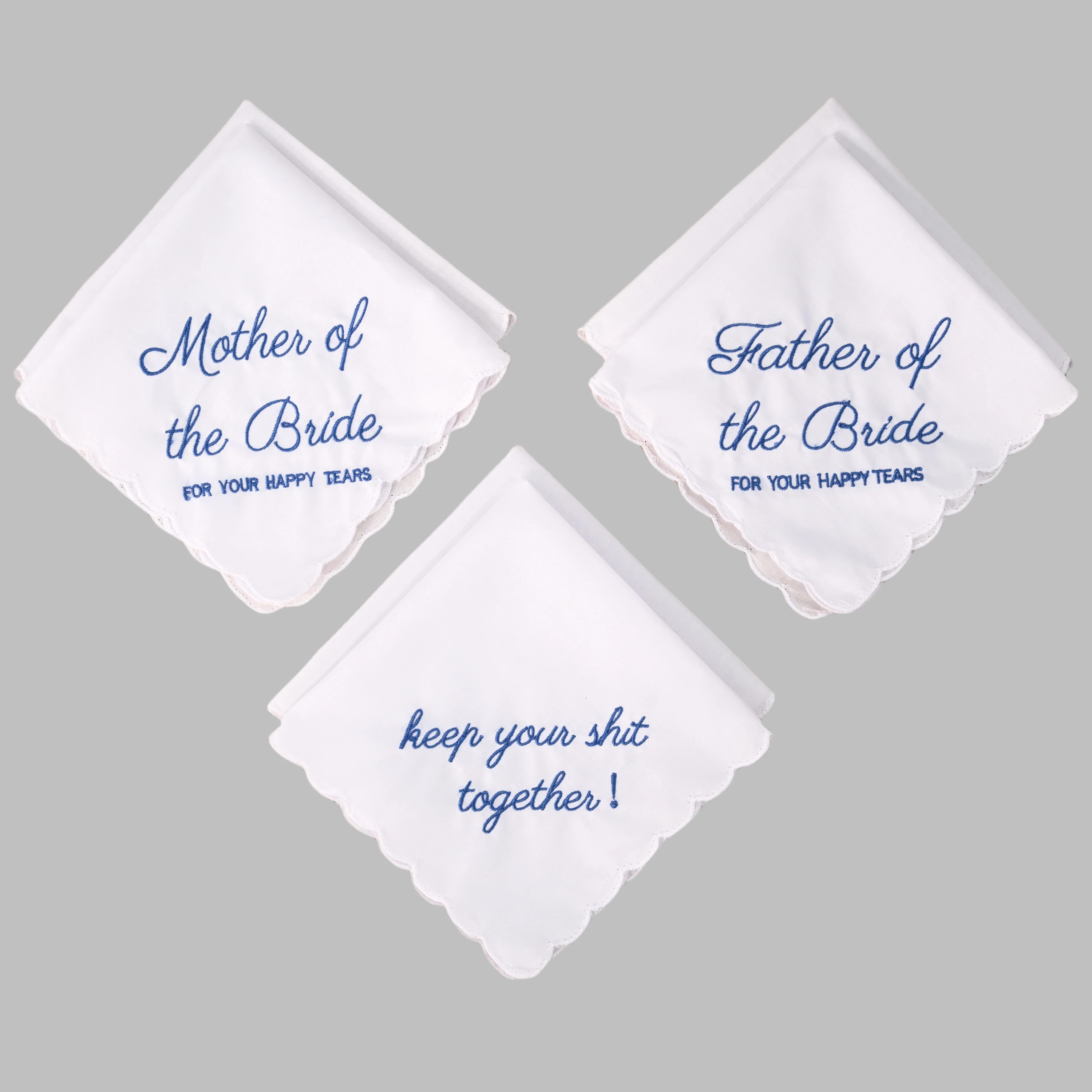 Wedding season 2PCs pure white cotton happy handkerchief to send friends to send mother 29cm/11.4in thin.