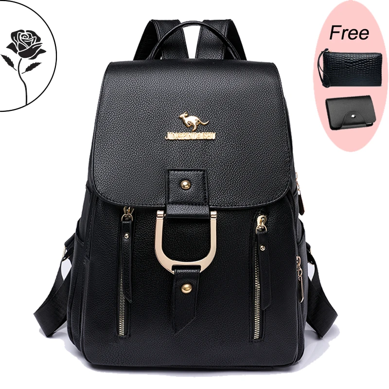 Women Luxury pu Leather Backpack Travel Bagpack Large Capacity Fashion Retro School Bag Shoulder Bags Girls School Backpacks