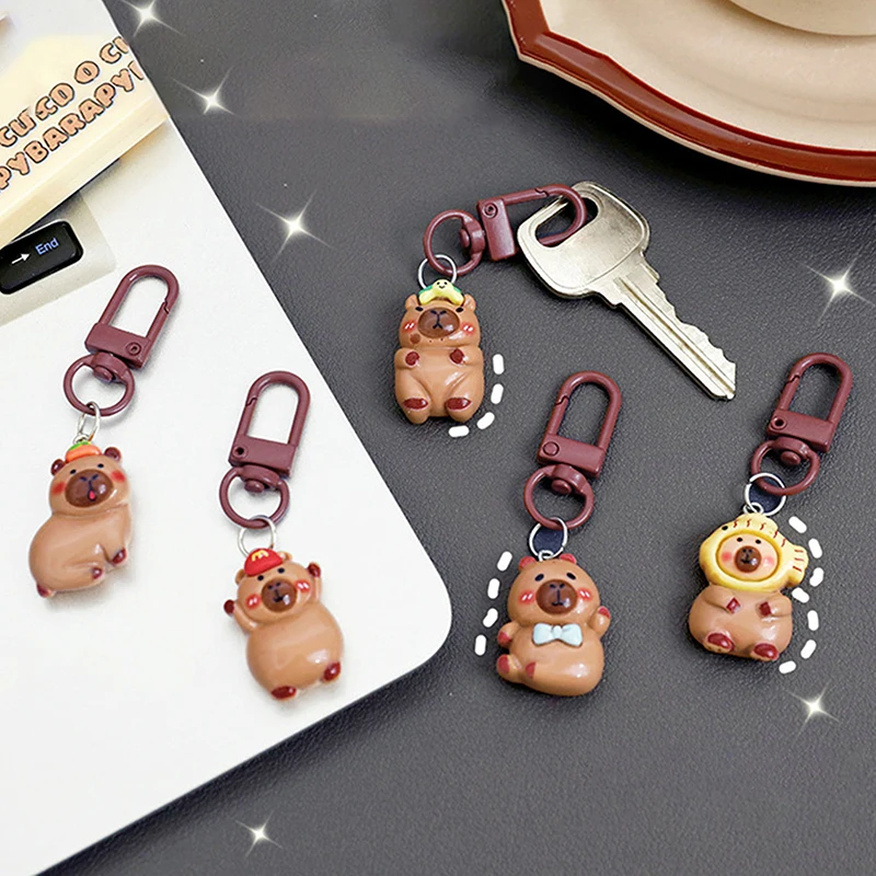 Cartoon Capybara Keychain Cute Animal Capybara Hug Turtle Doll Keychain For Men Women Car Pendant Gift Jewelry