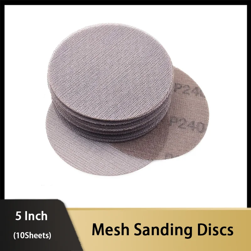 10 sheets 5 Inch 125mm Mesh Sanding Discs Hook Loop Mesh Abrasive Dust Free Sanding Disc Sanding Sheets Sandpaper 80 to 600 Grit