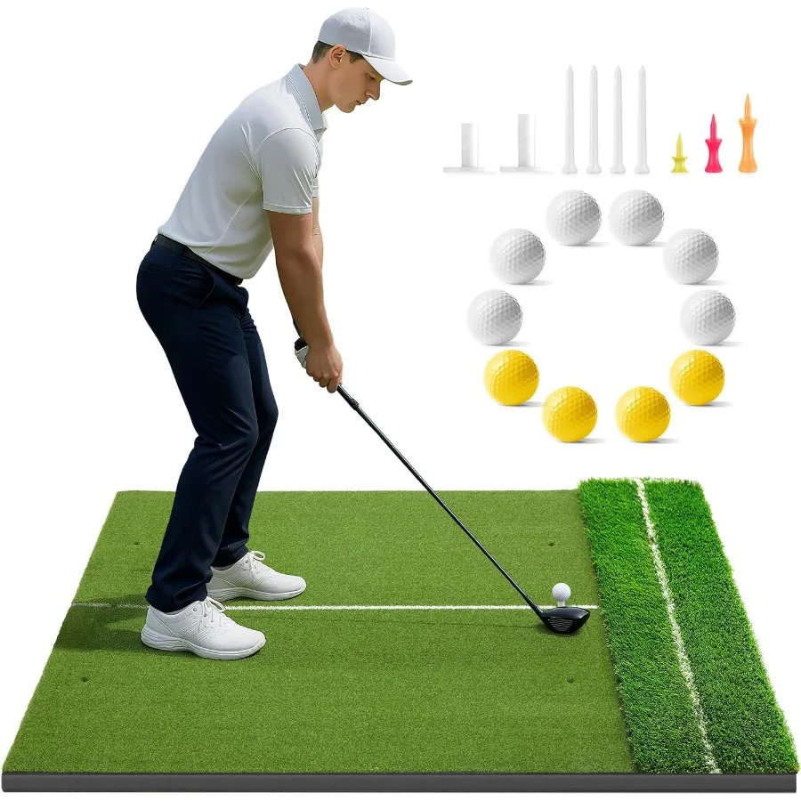 

Golf Mat 5x4ft16mm 21mm 26mm Thickened Dual Turf Golf Hitting Mat with Alignment Aid for Outdoor Indoor Practice Chipping Train