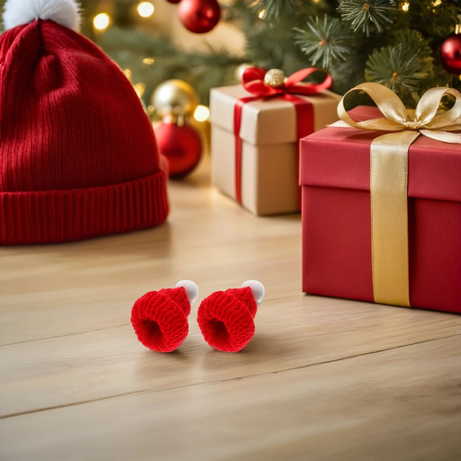 40 pçs mini chapéus de malha decoração de natal mão malha artesanato ornamentos para garrafa de vinho toppers pirulito cobre festa de férias