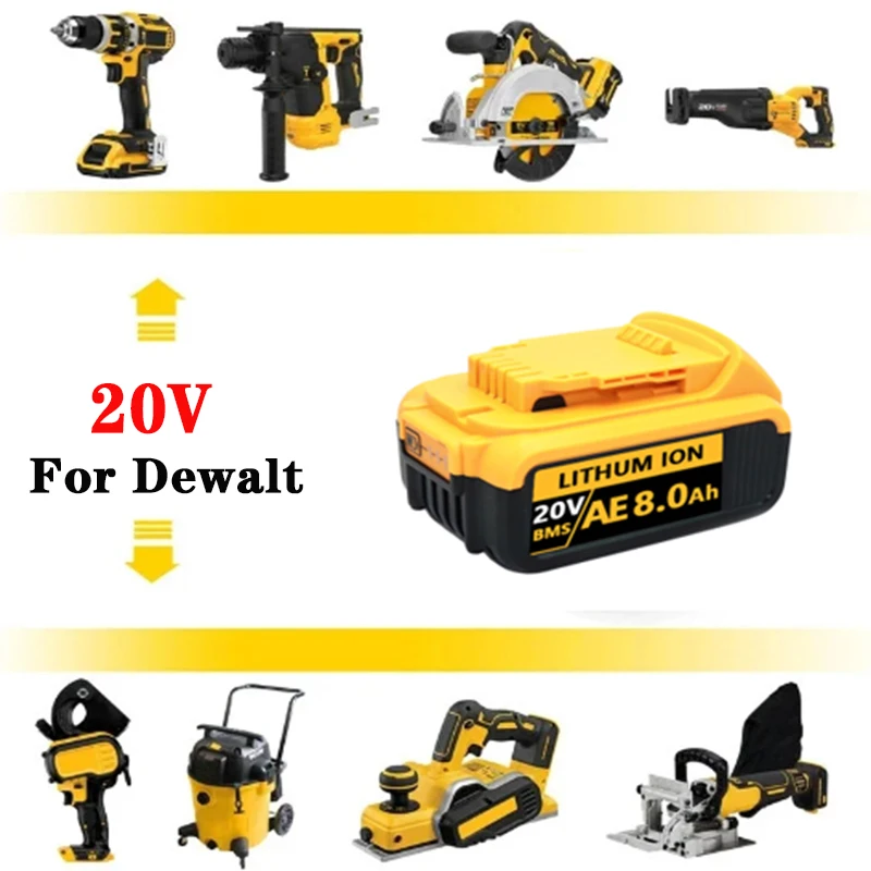 DCB200 20V Battery Compatible with dewalt power Tools 18V 12.0Ah rechargeable electric tool Lithium batteries 20V 18Volt 12.0Ah