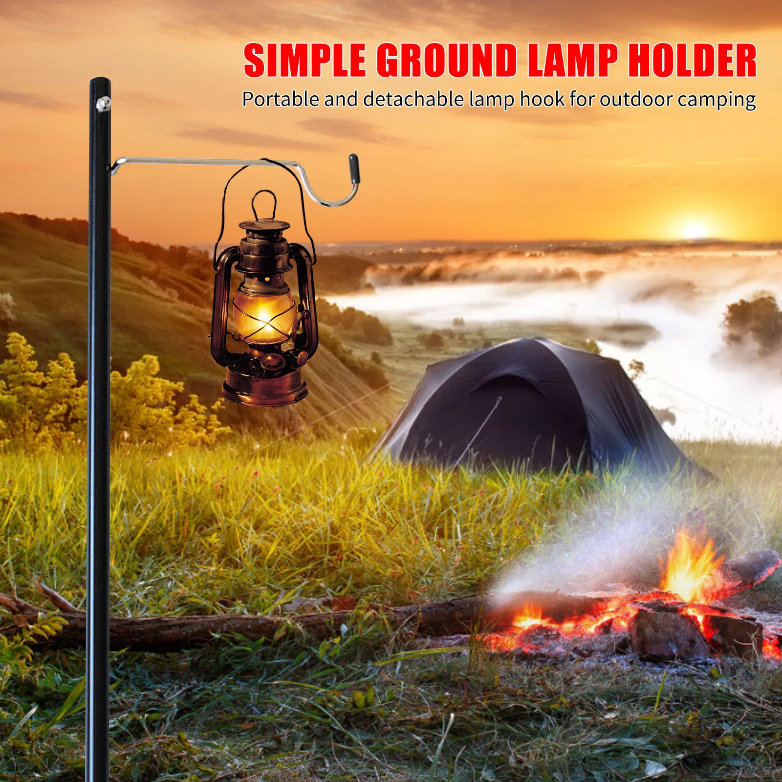 Desktop Light Stand Holder Outdoor Camping Lamp Bracket Aluminum Alloy Height Adjustable Table Lantern Hanger For Home Travel
