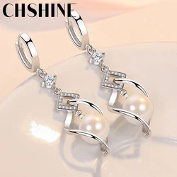 CHSHINE-Boucles d'oreilles rotatives en argent regardé 925 pour femme, perle naturelle, cadeau de mariage, bijoux fantaisie