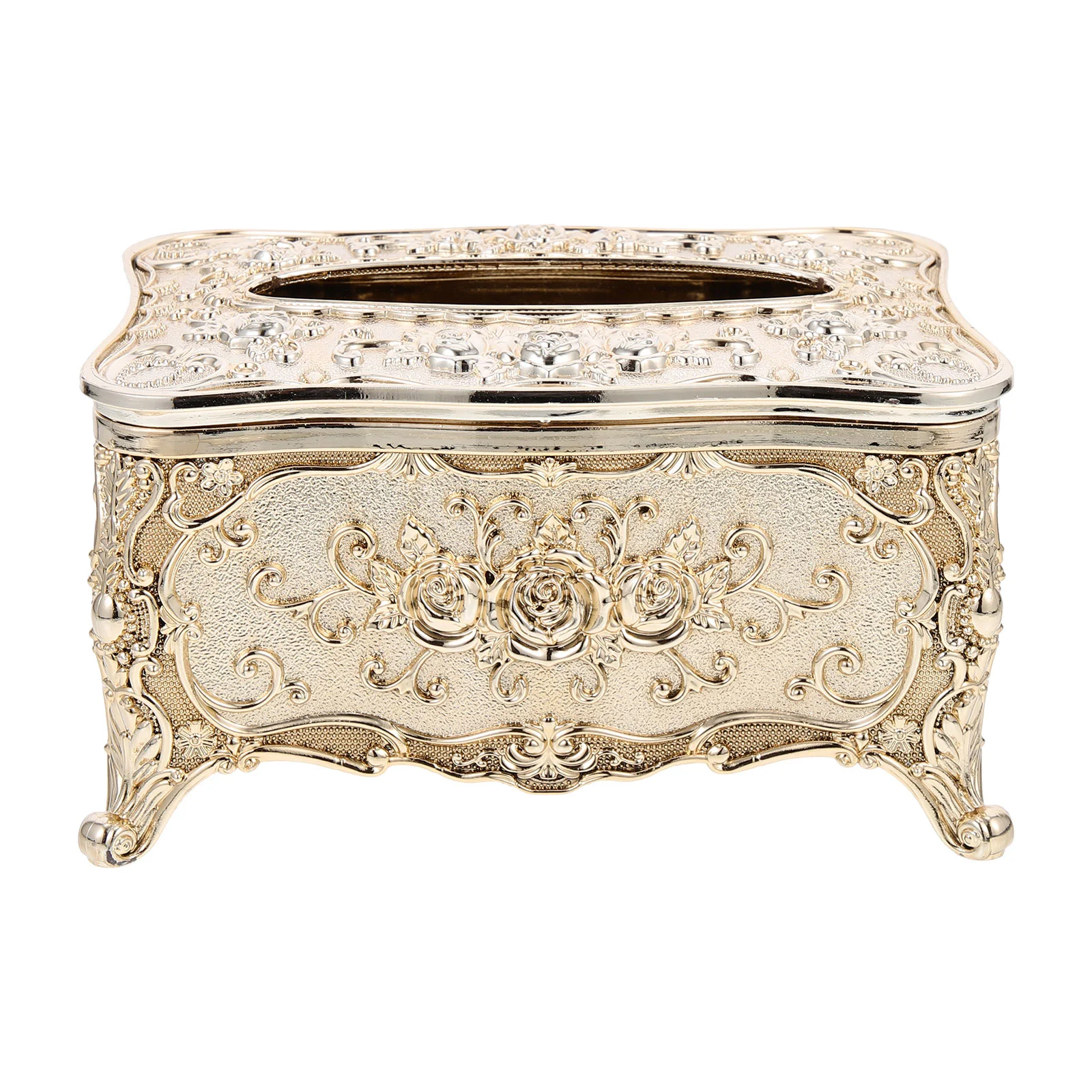 

Vintage Decor Embossed Paper Box Desktop Decoration Unique Tissue Holder Accessories Golden Case Cover Travel