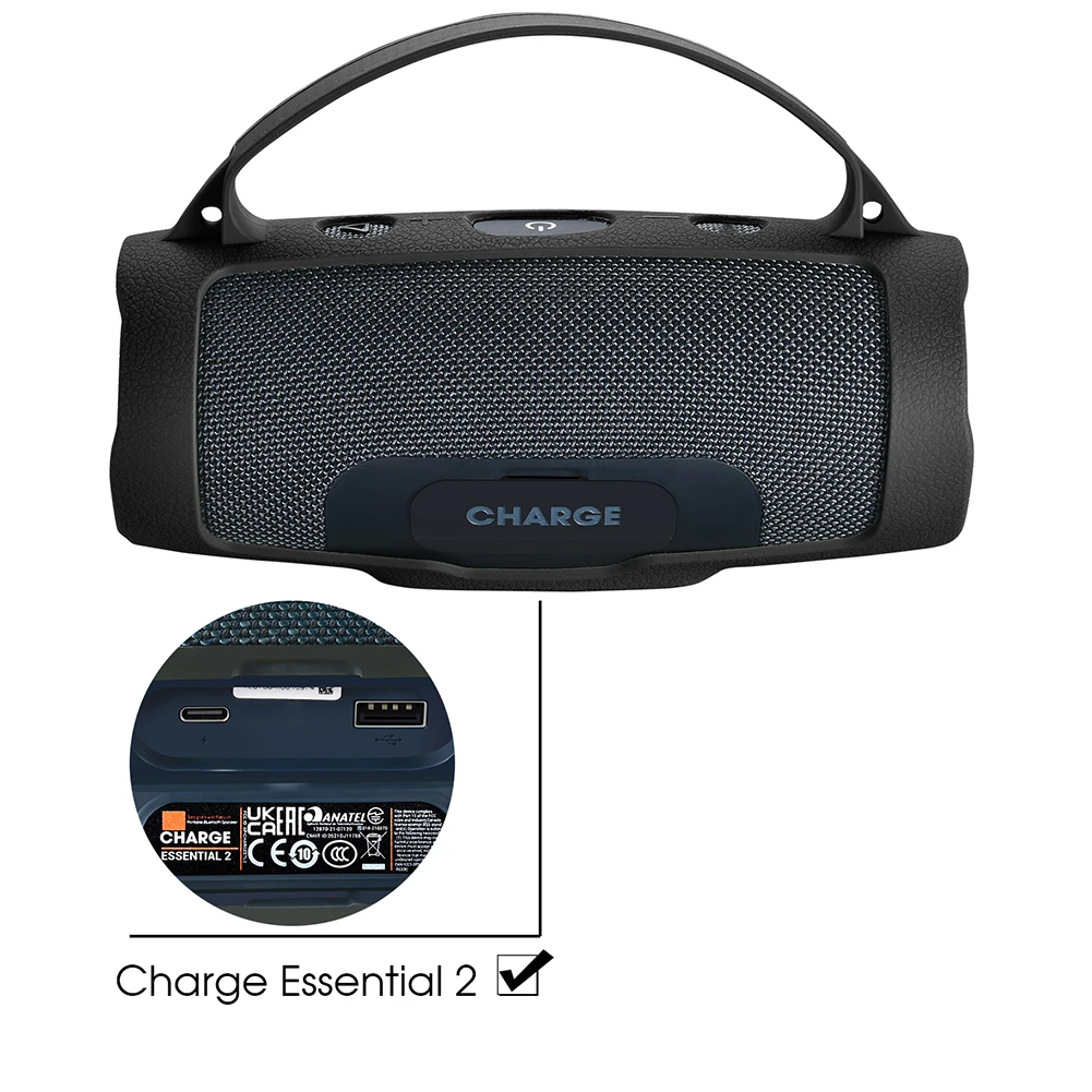Custodia protettiva in silicone con cinturino Moschettone Copertura per altoparlante Altoparlanti portatili Custodia antigraffio per JBL Charge Essential 2