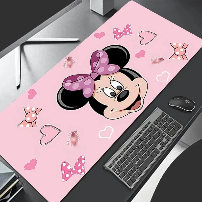 Cartoon PadNew Leather Mouse Pad Gaming Anime Keyboard Pads Mousepad Disney Minnie Mouse Pink Pads Laptop Extended Desk Mat For