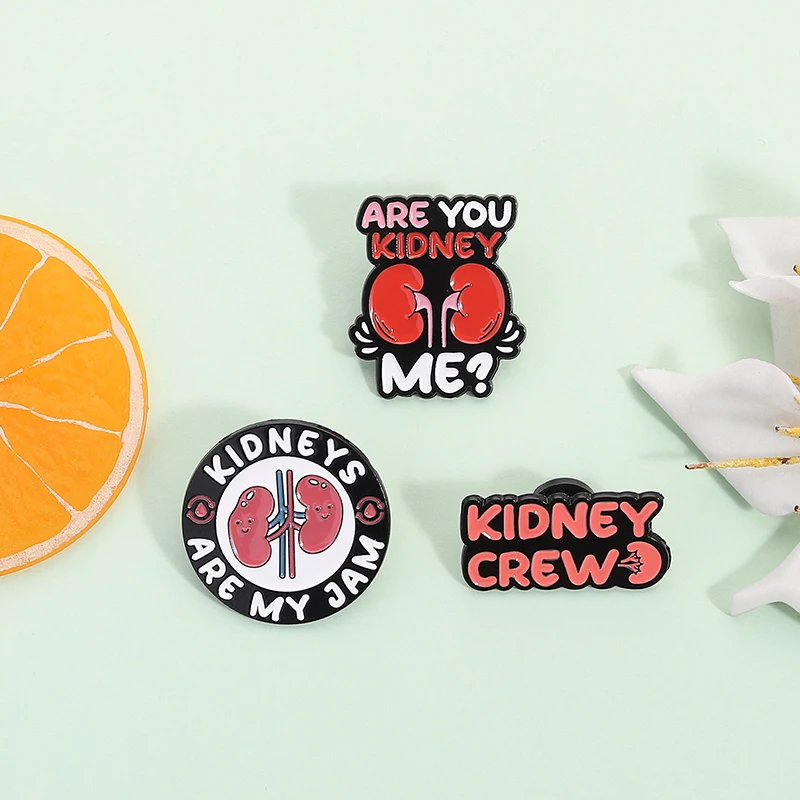 الكرتون علم الكلى المينا دبابيس الكلى هي مربى الجهاز الطبي غسيل الكلى بروش شارة التلبيب مجوهرات هدية للأطباء والممرضات