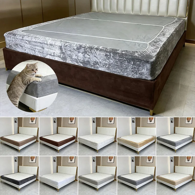 Suede Fabric 10 Inch Drop Box Spring Cover Jersey Knit Stretchy Wrap Around Three Sides Bed Skirt-Fit for Twin/Full/Queen/King