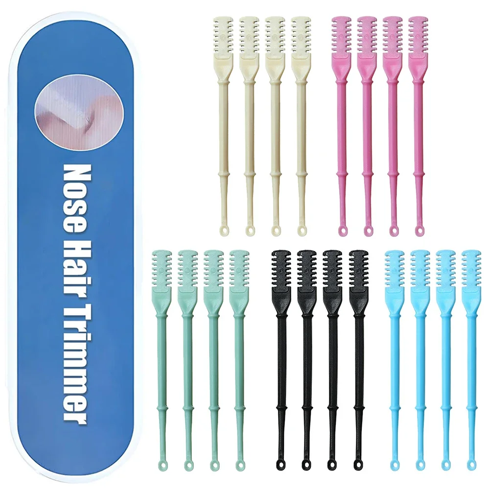 4Pcs Nasal Hair Cutter Nose Hair Knife 360 Degree Rotating Manual Nostril Hair Removal Tool Double Sided Blade for Men and Women