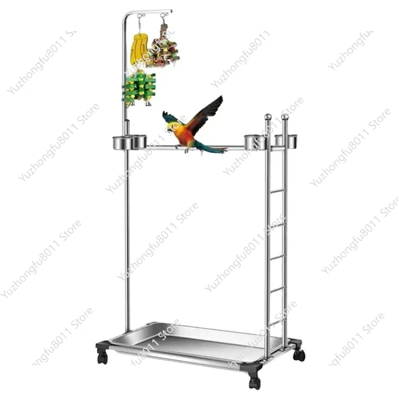 

Подставка для птичьей клетки из нержавеющей стали Parrot с игрушками-качелями и миской для кормления, 25.5*17.3*57 дюймов