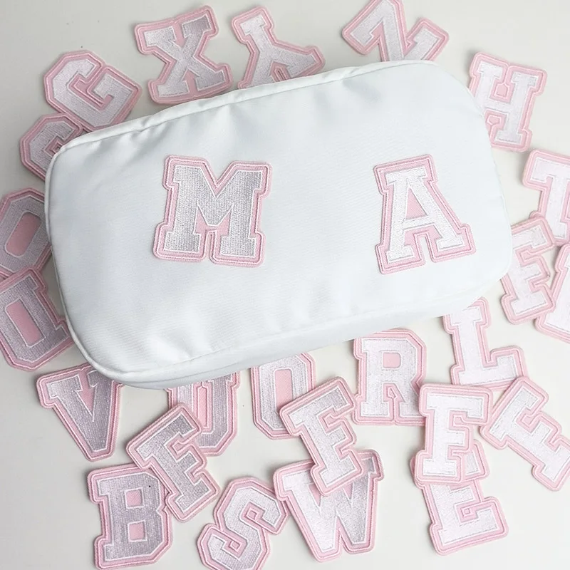 Limited edition canvas letter sticker makeup bag nylon waterproof travel storage bag DIY design portable storage bag