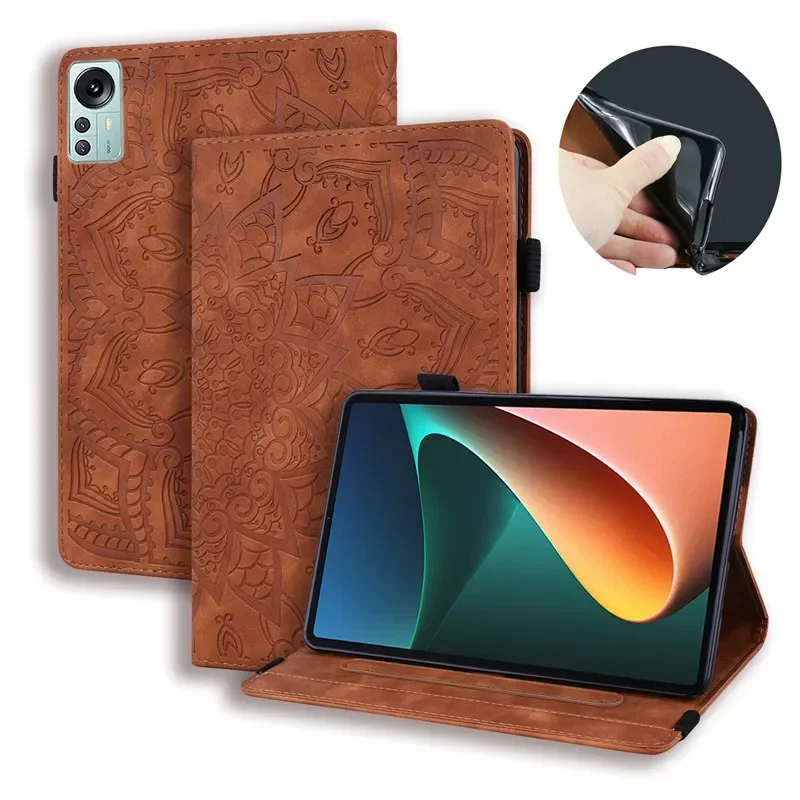 

Чехол для планшета Xiaomi Pad 5 Pro 12,4, кожаный чехол-бумажник с тиснением для Funda Xiaomi Mi Pad 5 Pro 12, 4 дюйма, 2022 чехол