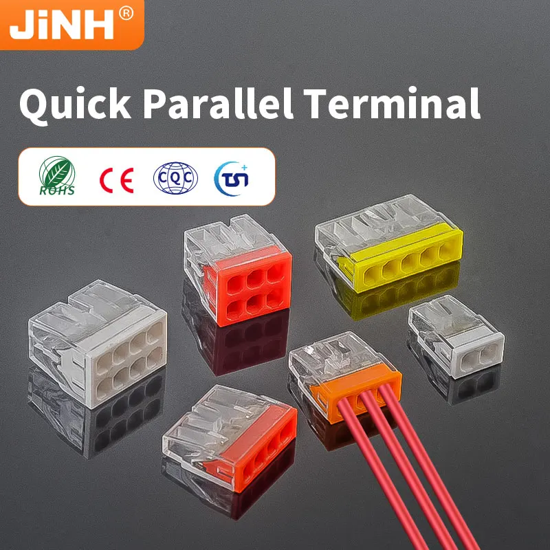 50 Stuks Mini Quick Push in Connectors Hard Roestvrij Gemakkelijk Elektrische Splicing Terminal Blokken 2 3 4 5 6 8 poorten