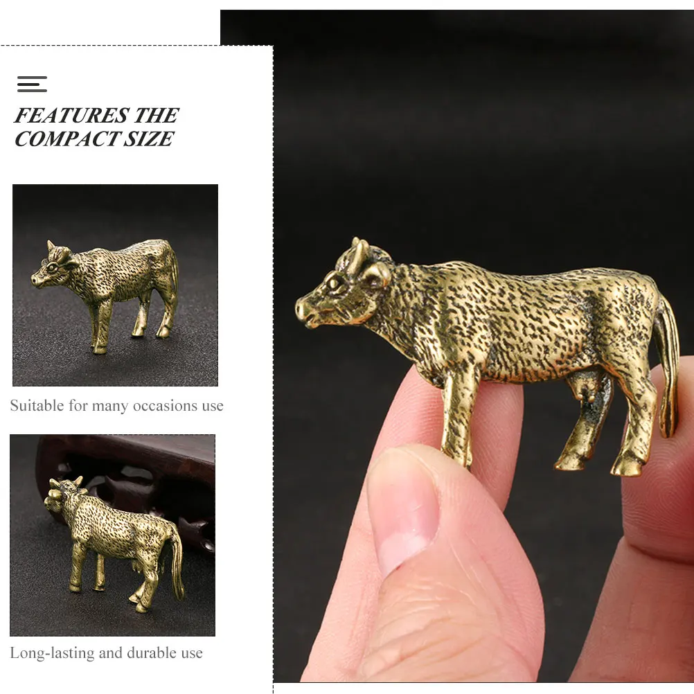 

Mini Cow Ornaments Brass Material Desktop Decoration Tabletop Adornment Home Decor Animal Statue Mini Figurine