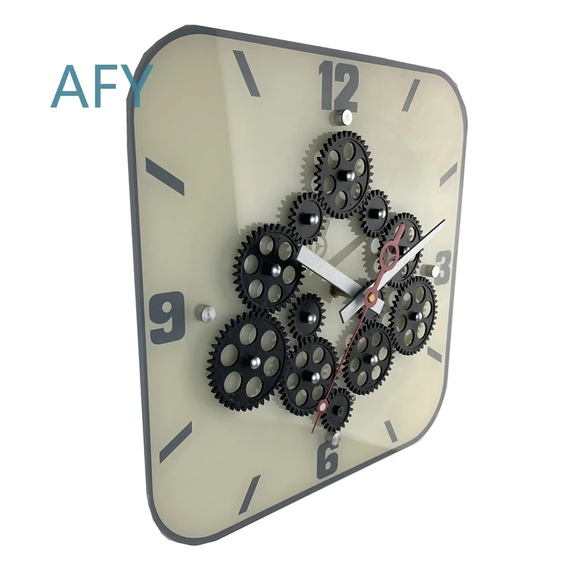 Gear Rotation Design Wall Clock for Modern Living Room Study Bedroom Acrylic Clock for Home Decor Luxury Interior Needle