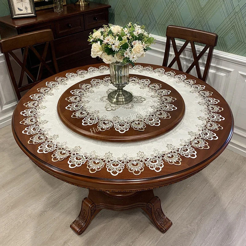 Round Tablecloth Small Table Cover Europe Lace Dining Table Cloth Flower Tablecloths Towel Cover Countryside Fabric Dust Cover