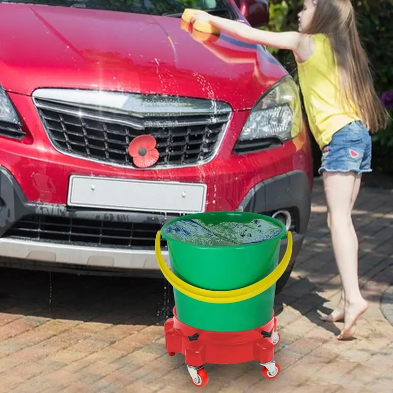 Bucket On Wheels Bucket Cart Bucket Accessories Car Wash Bucket With Wheels Multifunctional Bucket Holder Car Wash Accessories