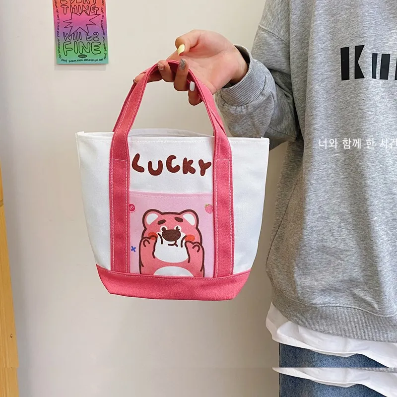 Miniso Hello Kitty Series Cartoon Casual Canvas Bag Cute Kawaii Shoulder Bag Printed Underarm Bag Fashion Large Capacity Handbag