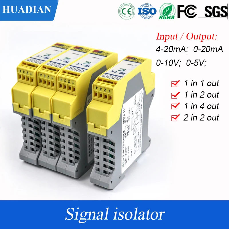 1 In 1 Out 4-20mA 0-10VDC Signal Splitter Isolator 2 In 2 Out Signal Transmitter 1 In 4 Out