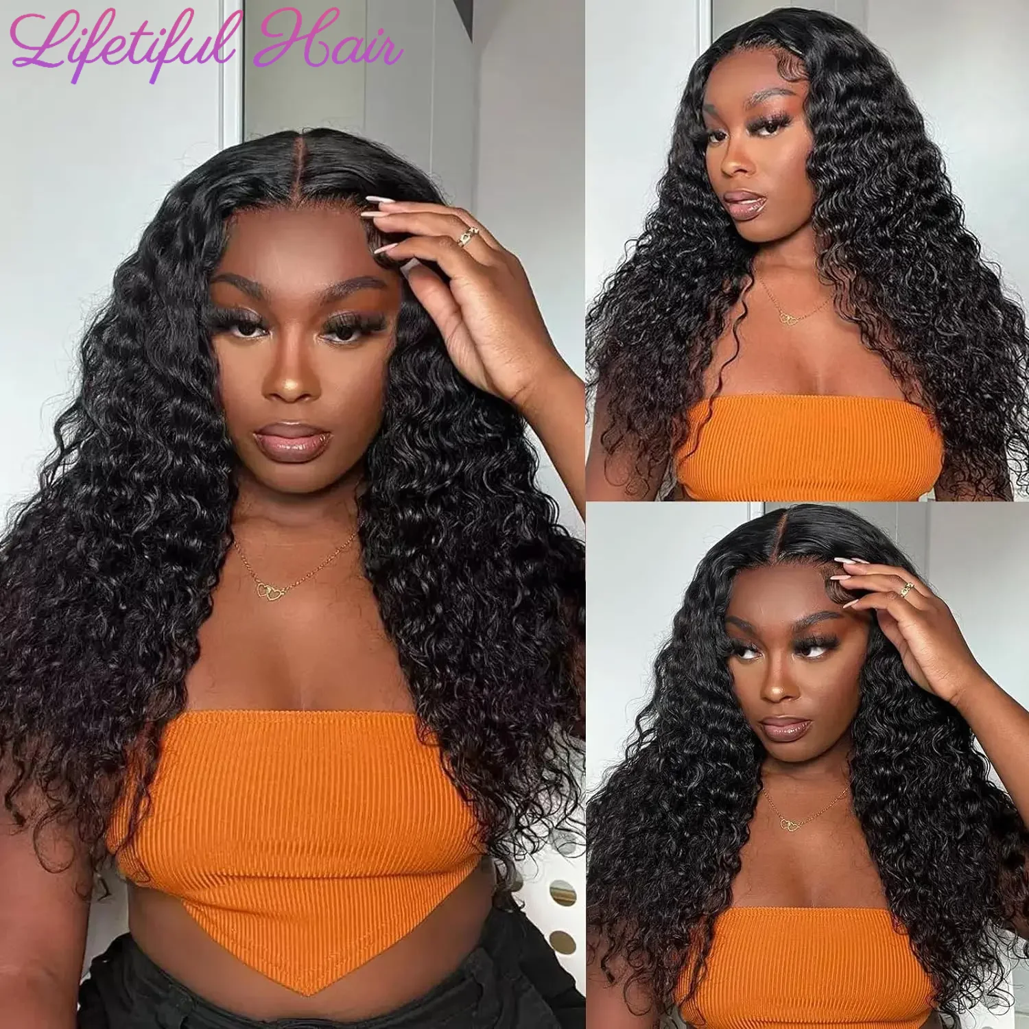 Glueless Wig Human Hair Ready To Wear Bleached Knots Water Wave Wig Lace Closure Wigs For Women Glueless Curly Wigs Human Hair